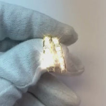 4.50 Carats Natural Earth Mined Diamonds Princess Cut Engagement Ring Set Yellow Gold 14K