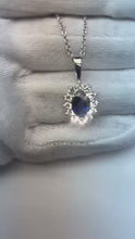Pendant Necklace Ceylon Sapphire With Natural Earth Mined Diamonds 3.20 Ct White Gold 14K
