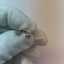 1.5 Carat Princess Cut Stud Natural Earth Mined Diamond Earring White Gold 14K