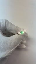 1.50 Carats Green Emerald Ring Twisted Shank White Gold 14K