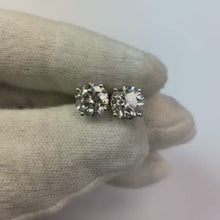 Round Stud Natural Earth Mined Diamond Earring 4.50 Carats White Gold 14K Vs1 F