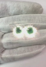 7.30 Carats Round Green Emerald With Natural Earth Mined Diamonds Stud Earring White Gold 14K