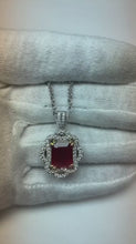 4.80 Carats Red Ruby With Natural Earth Mined Diamonds Pendant Necklace White Gold 14K