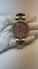 Pink Mother Of Pearl Natural Earth Mined Diamond Dial 36 mm Rolex Datejust Two Tone Watch Oyster Bracelet