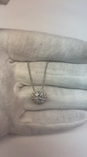 Pendant Necklace With Chain 1.75 Carats Round Natural Earth Mined Diamond White Gold 14K