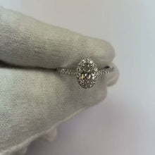 1.50 Ct Oval & Round Diamond Halo Genuine Ring 14K White Gold