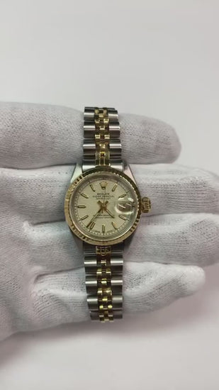 White Stick Dial Datejust Rolex Women Watch Ss & Gold Rolex