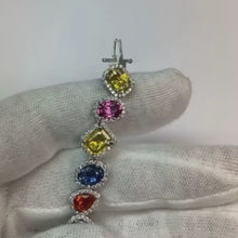 Multi Shaped & Colored Sapphire Tennis Bracelet 28.60 Carats Jewellery