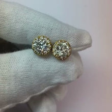 2.70 Carats Round Cut Natural Earth Mined Diamond Stud Halo Earring White Gold 14K