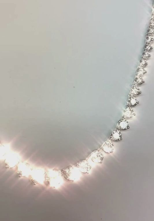 White Gold 14K Round Cut Sparkling 20 Ct Real Diamond Women Necklace