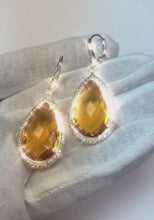 48.88 Ct Citrine And Natural Earth Mined Diamond Women Dangle Earrings