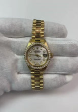 Rolex Dj President Style Watch White Mop Natural Earth Mined Diamond Dial Bezel Gold