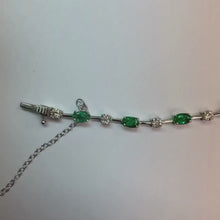 Natural Earth Mined Diamond Green Emerald Tennis Bracelet 6.05 Carats White Gold 14K