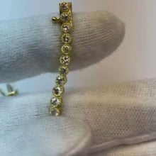 5.06 Carats Natural Earth Mined Diamond Milgrain Tennis Bracelet Yellow Gold 14K