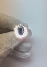 Oval Natural Earth Mined Diamond Engagement Ring Halo Ceylon Sapphire 6 Carat Flower Style