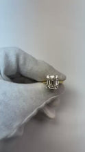 Natural Earth Mined Diamond Women Engagement Ring Emerald Cut 3.11 Carat Two Tone