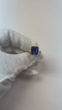Eagle Claws IGI CERTIFIED Diamond Ring Prong Set Radiant Blue Sapphire 7 Ct Gold 14K