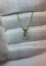 Real Natural Earth Mined Diamond Pendant Necklace With Chain 1 Carat Half Bezel Yellow Gold