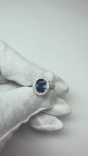3 Carat Blue Sapphire Halo Ring