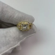 Princess Cut Natural Earth Mined Diamond Insert Engagement Ring Enhancer Gold 14K 4 Ct