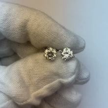 Stud Earring Round Natural Earth Mined Diamond 1.60 Carats White Gold 14K