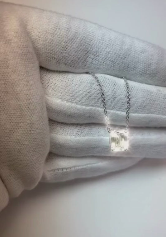 1 Carat Emerald Diamond Women Necklace Pendant White Gold 14K