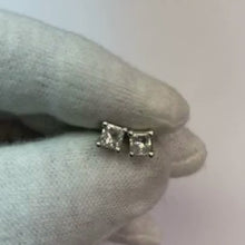 0.90 Carats Princess Cut Natural Earth Mined Diamond Stud Earring 14K White Gold