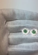 3.80 Carats Heart Cut Green Emerald With Round Natural Earth Mined Diamond Stud Earrings