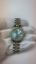 Blue Natural Earth Mined Diamond Dial Bezel Rolex Ladies Watch Date Just Ss & Gold