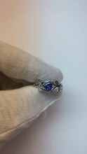 Ladies Solitaire Trillion Blue Sapphire Ring Leaf Style 1 Carat