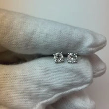 0.80 Carats Prong Set Round Natural Earth Mined Diamond Stud Earring 14K White Gold