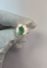 Halo Natural Earth Mined Diamond Colombian Green Emerald Engagement Ring 3.55 Carats White Gold
