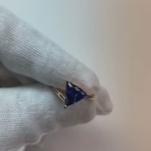 Trillion Solitaire Engagement Ring Deep Blue Sapphire 1 Carat