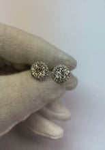 Natural Earth Mined Diamond Halo Studs 4 Carats Yellow Gold 14K