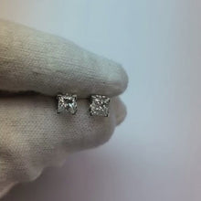Princess Natural Earth Mined Diamond Stud Earrings 1.50 Carats Prong White Gold 14K