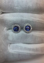 Round Ceylon Sapphire 4.60 Carats Studs Earring White Gold 14K