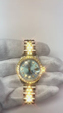 Blue Natural Earth Mined Diamond Dial Bezel Rolex Ladies Watch Date Just Ss & Gold