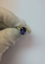 3 Ct Cushion Sri Lanka Blue Sapphire And Halo Natural Earth Mined Diamond Ring