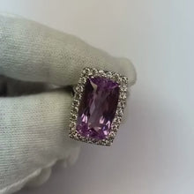 Cushion Cut Pink Kunzite 24.50 Ct Natural Earth Mined Diamond Ring White Gold Lady Jewellery