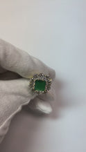 7 Carats Green Emerald Natural Earth Mined Diamond Wedding Ring Gold 14K