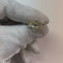 Sparkling Oval Natural Earth Mined Diamond Ring For Women 3 Stone Eagle Claws