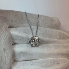 Natural Earth Mined Diamond Flower Necklace Pendant 1.75 Carats 14K White Gold