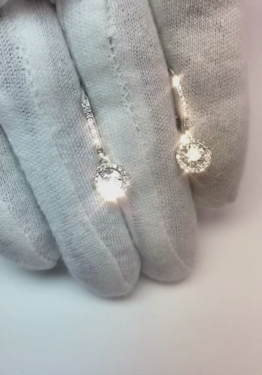 White Gold Lady Dangle Real Diamonds Earring 14K Prong Set 2.50 Carats