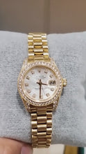 Rolex Datejust Year 2003 White Mother Of Pearl Diamond Dial 26 mm Yellow Gold Ladies Watch