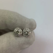 Halo Style Round Natural Earth Mined Diamond Stud Earring 2.20 Carats White Gold 14K