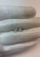 1.70 Ct Princess Solitaire Natural Earth Mined Diamond Stud Earring 14K White Gold