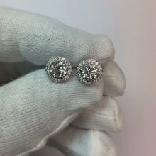 Halo Natural Earth Mined Diamond Studs 2 Carats White Gold