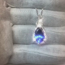 6.65 Ct. Pendant Necklace 14K Pear Tanzanite With Round Natural Earth Mined Diamonds