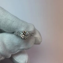 Filigree Round Natural Earth Mined Diamond Ring 1.50 Carats White Gold 14K