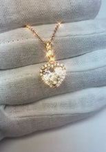 Heart Shape Halo Real Natural Earth Mined Diamond Pendant 2.75 Carats Rose Gold 14K